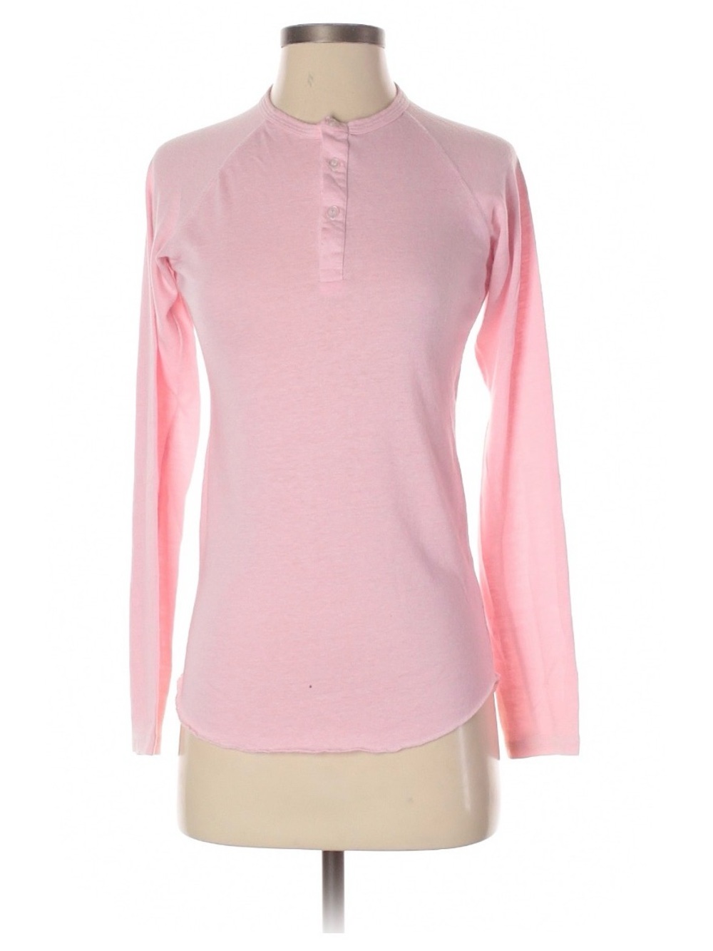 ALTERNATIVE EARTH Soft 3 Button  Pullover Light Pink Long-Sleeve Henley Top